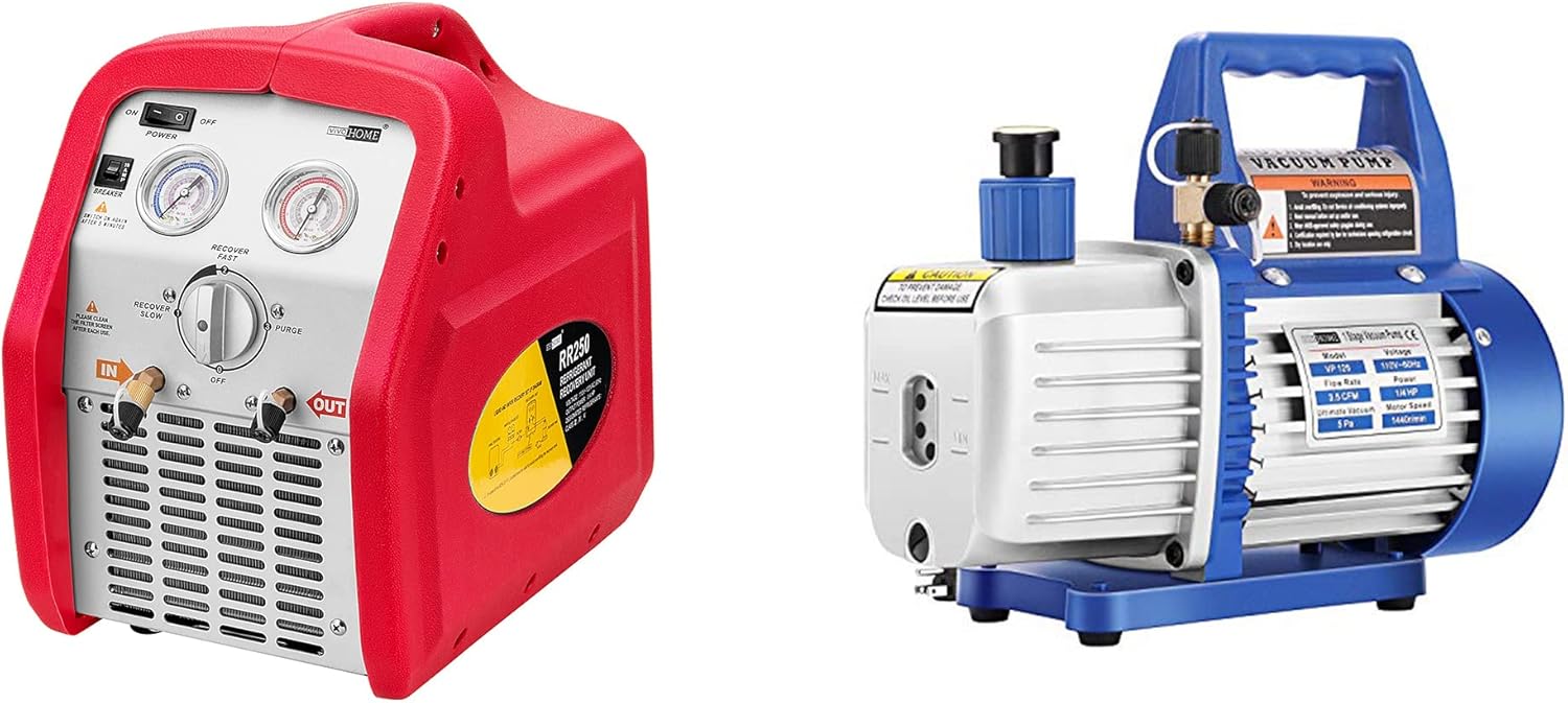 Máquina Recuperadora de Refrigerante Portátil VIVOHOME 3/4HP y Bomba de Vacío 3.5 CFM