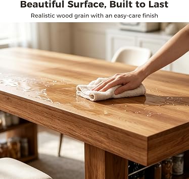 63-79 Extendable Dining Table for 6-8 Kitchen Table with Storage, Walnut