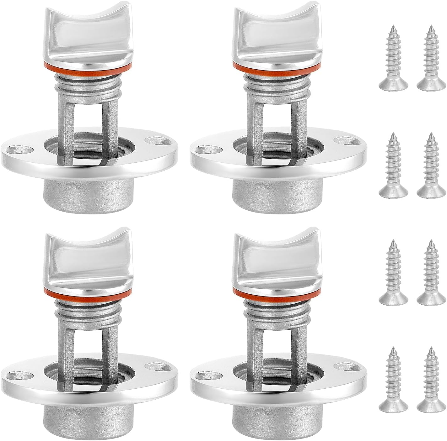 QWORK Marine Drain Plug Kit – 316 Stainless Steel 4-Pack Boat Drain Plug with Waterproof Seal Ring, Fits 1-Inch Hole, 3/4-Inch Thread, Anti-Corrosion for Bilge Drainage, Transom, Yacht, Fish Well