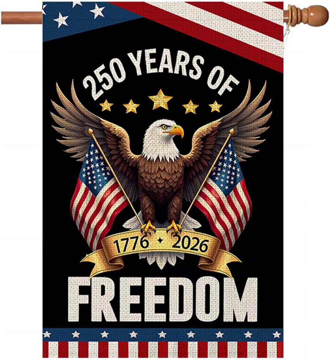 WENWELL American 250 Garden Flag,USA 250th birthday Anniversary Patriotic Banner Double-Sided with Eagle Design, 1776-2026 Commemorative, 28 x 40 Inch