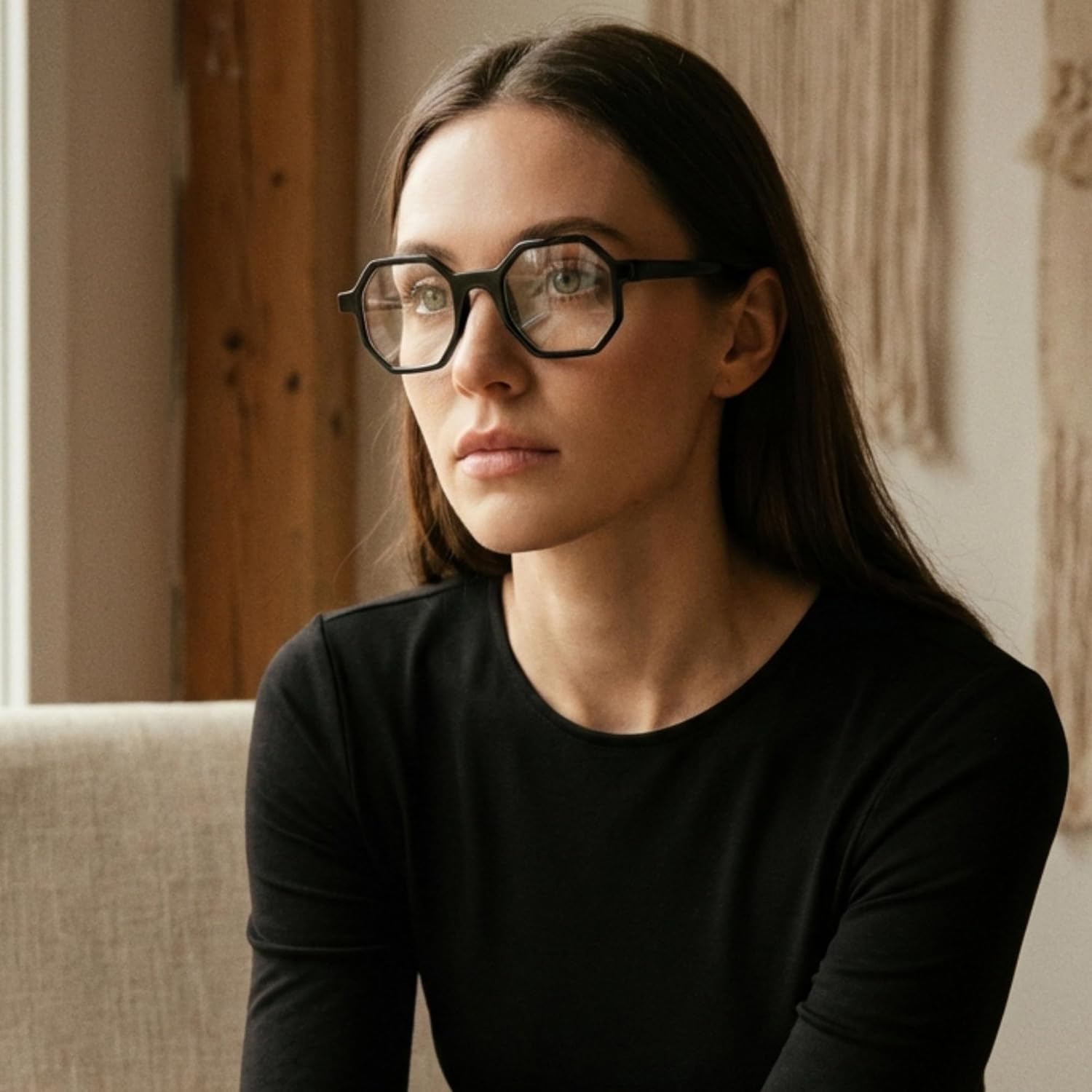 Black Large Hexagon Reading Glasses for Women with Funky Design - Octagon Readers for Women - Trendy for all Face Shapes Fashion Women's Readers - Geometric Eyeglasses Frame - Cheaters Glasses 3.5 - Image 4