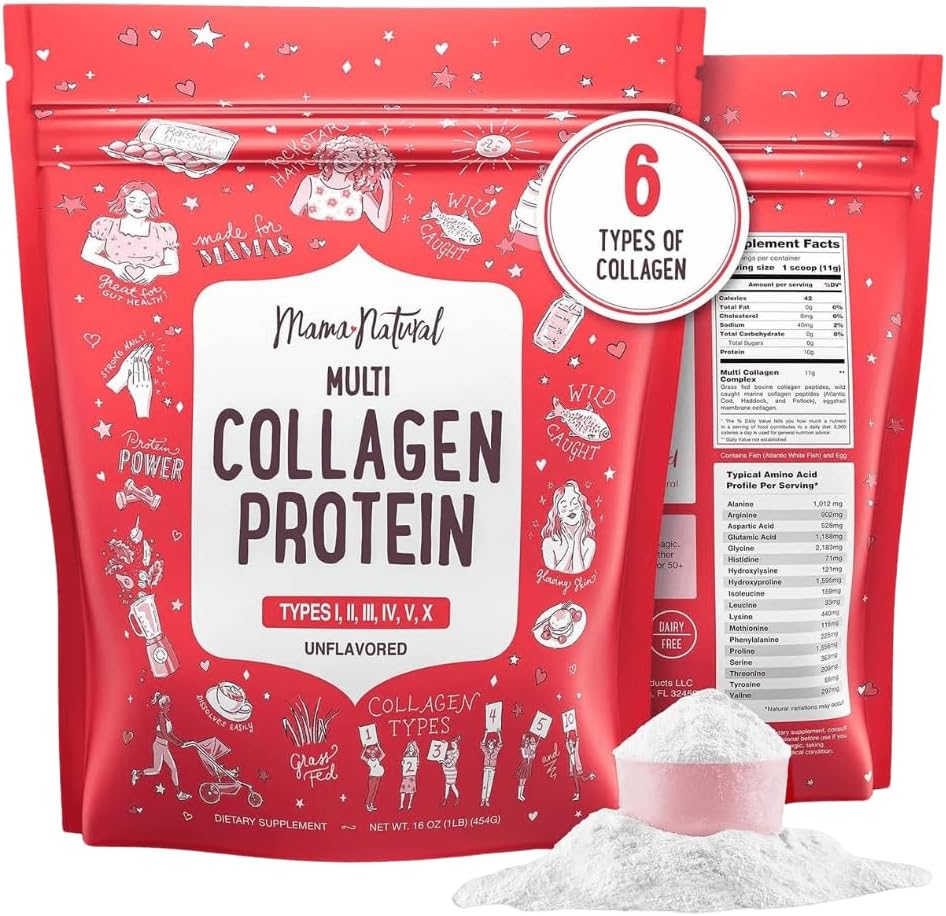 Proteína de Colágeno Multi Tipo I II III IV V X - Sem Sabor & Hidrolisado 454g - Peptídeos de Colágeno Puro - Bovino Alimentado com Grama, Peixes Selvagens & Casca de Ovo dos EUA - Corpo Inteiro