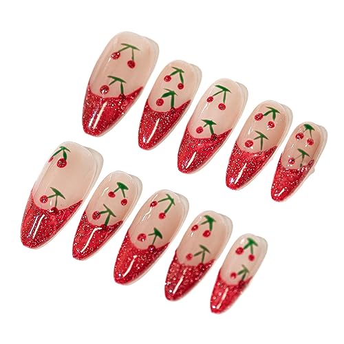 Sun&Beam Nails Handmade Press-on Medium Long Amlond Red Nude Beige