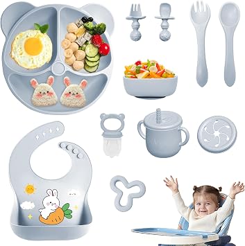 Silicone Baby Food Set 11 Pieces, BLW Cutlery & BPA Free