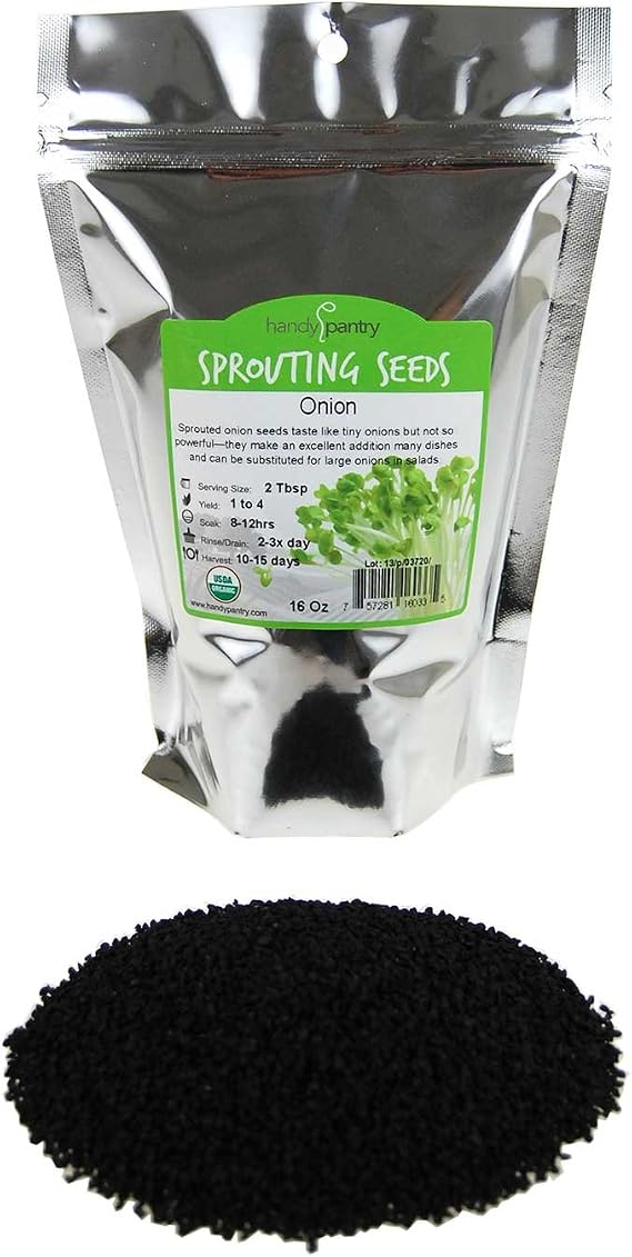 Handy Pantry Onion Sprouting & Microgreens Seeds 1 LB Non-GMO | Chemical-Free High-Germination Seeds Fresh Onion Sprouts, Flavorful Microgreens, Hydroponic Growing, and Indoor Gardening