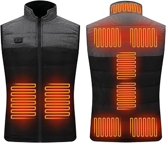 Bseical Heated Gilet For Men, Heated Vest Women Usb, Heated Jackets, Heated Body Warmer Ladies, 9 Places Heated Coat Unisex Electric Thermal Clothing Heating Suit