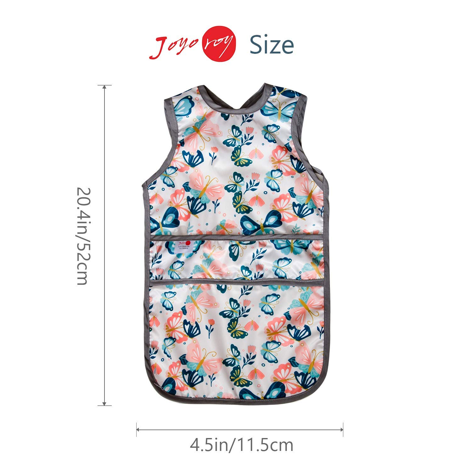 Joyo roy Mess Proof Baby Bibs for Eating Waterproof Toddler Bibs 2-4 Years Soft Machine Washable Sleeveless Smock Bib for Baby Girl Travel Reusable Led Weaning Apron for Feeding Bib with Food Catcher