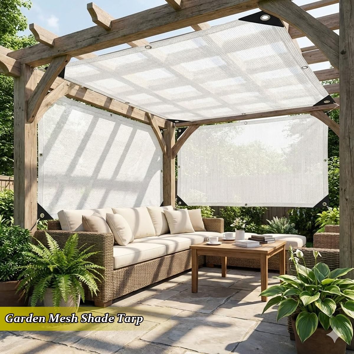 Filet solaire respirant 50 % blanc avec œillets pour serre et jardin (8 x 8 m) Idéal pour les plantes et la terrasse Protège des UV et léger