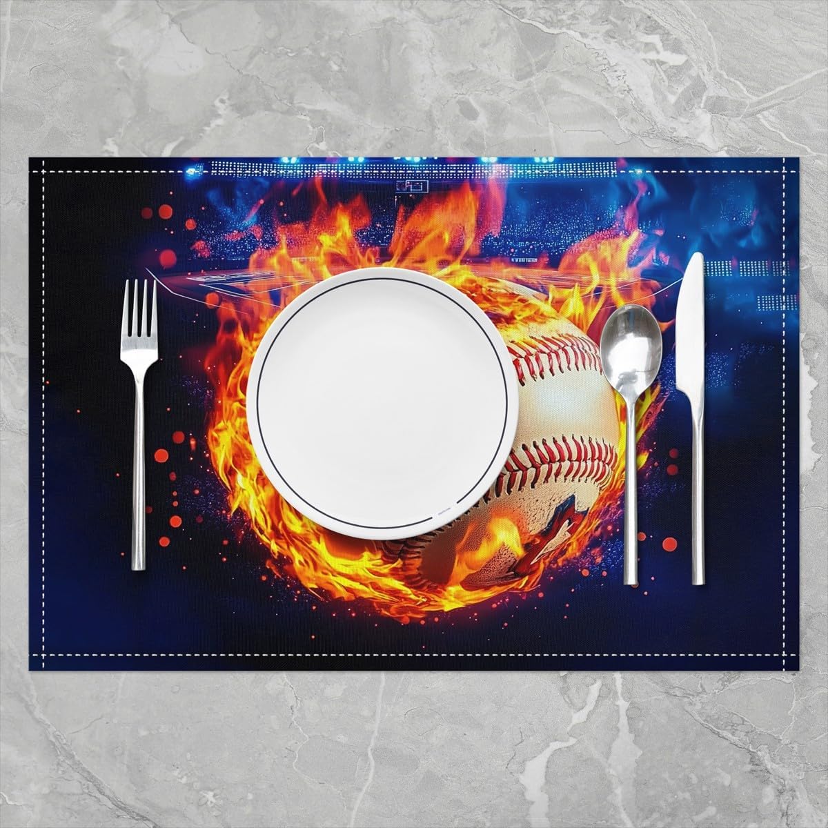 Baseball Placemats Set of 4 Sports Game Table Mats for Baseball Gaming Place Mat for Kitchen Dining Table Party Decor Indoor Outdoor 18"x12" Non-Slip Easy to Clean Gift for Baseball Lover Decor image 2