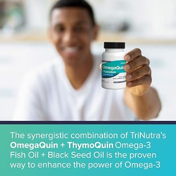 OmegaQuin High Potency Dietary Supplements for Heart, Brain, Joint Support | Advance Formula of Cold Pressed Black Seed Oil with VivoMega Fish Oil | Omega 3 Supplements for Women & Men, 60 Softgels