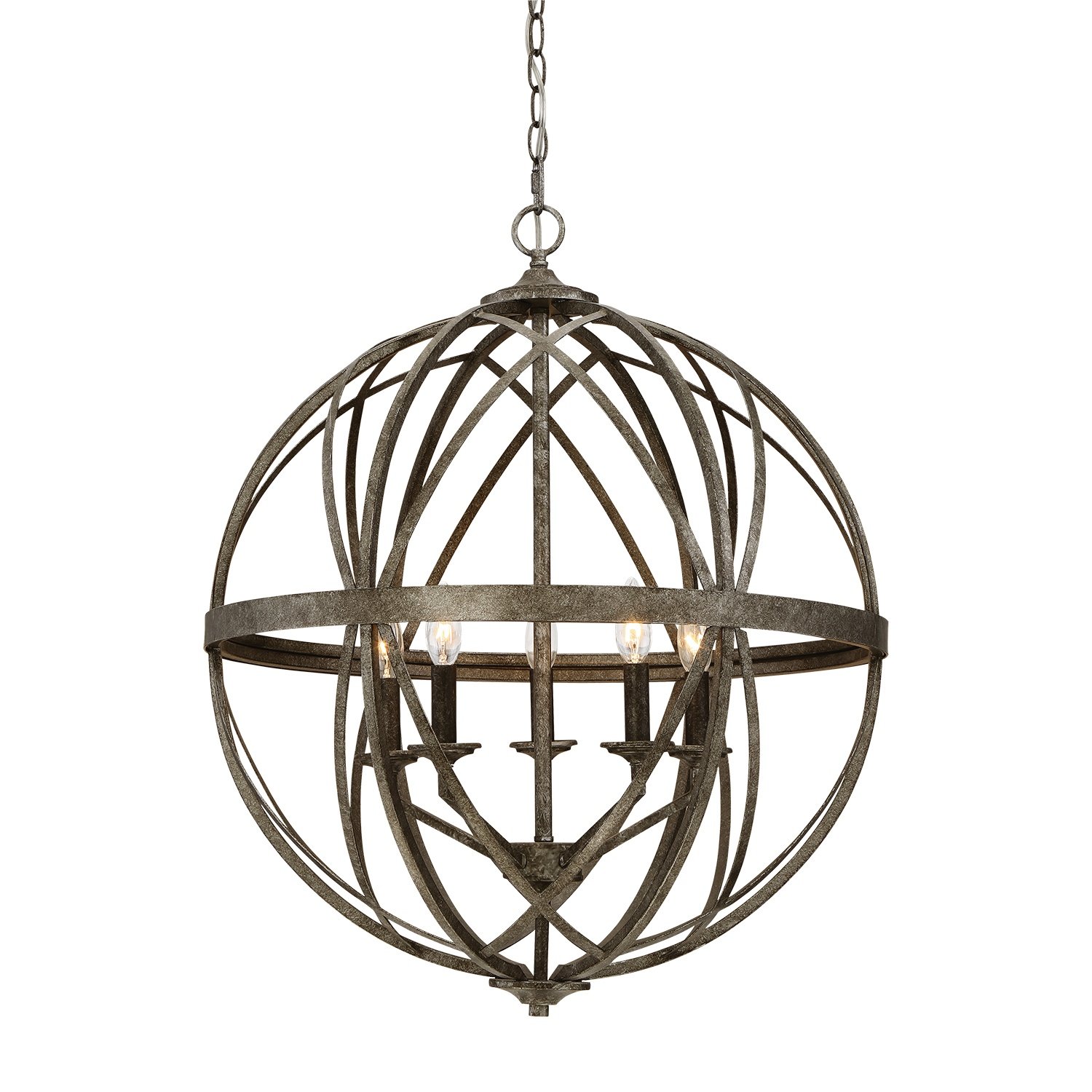 Millennium 2285-AS Five Light Pendant, Pwt, Nckl, B/S, Slvr