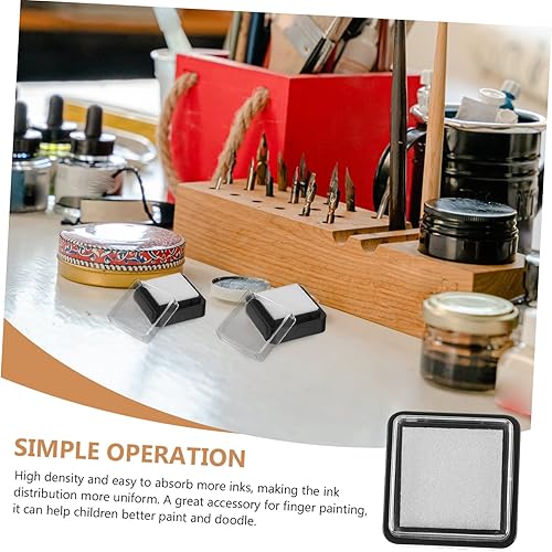 Miniatura 5 de EXCEART Almohadilla de tinta en blanco, sin almohadilla de esponja de color, almohadillas de sellos, almohadilla de tinta vacía para dedos, tinta