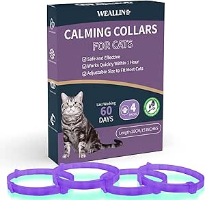 Image showcasing Amazon.com : WEALLIN 4 Packs Calming Collar for Cats Glow in The Dark ...