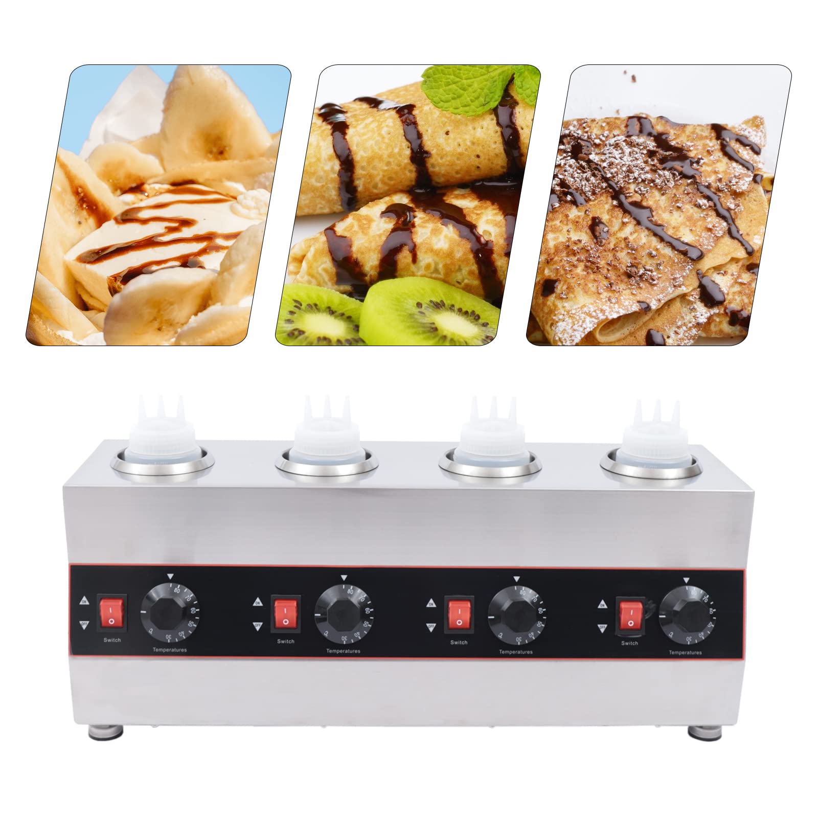 Dispensador de salsas, bomba dosificadora, dispensador de salsas, bomba de salsa comercial, de acero inoxidable, calentador eléctrico de salsa, 640 W, 30-85 °C, para botellas de salsa de