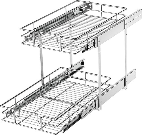 Vista 64 de LOVMOR Organizador de gabinete extraíble de 20 pulgadas de ancho x 21 pulgadas de profundidad, estantes extraíbles para armario de cocina, 1 Tier