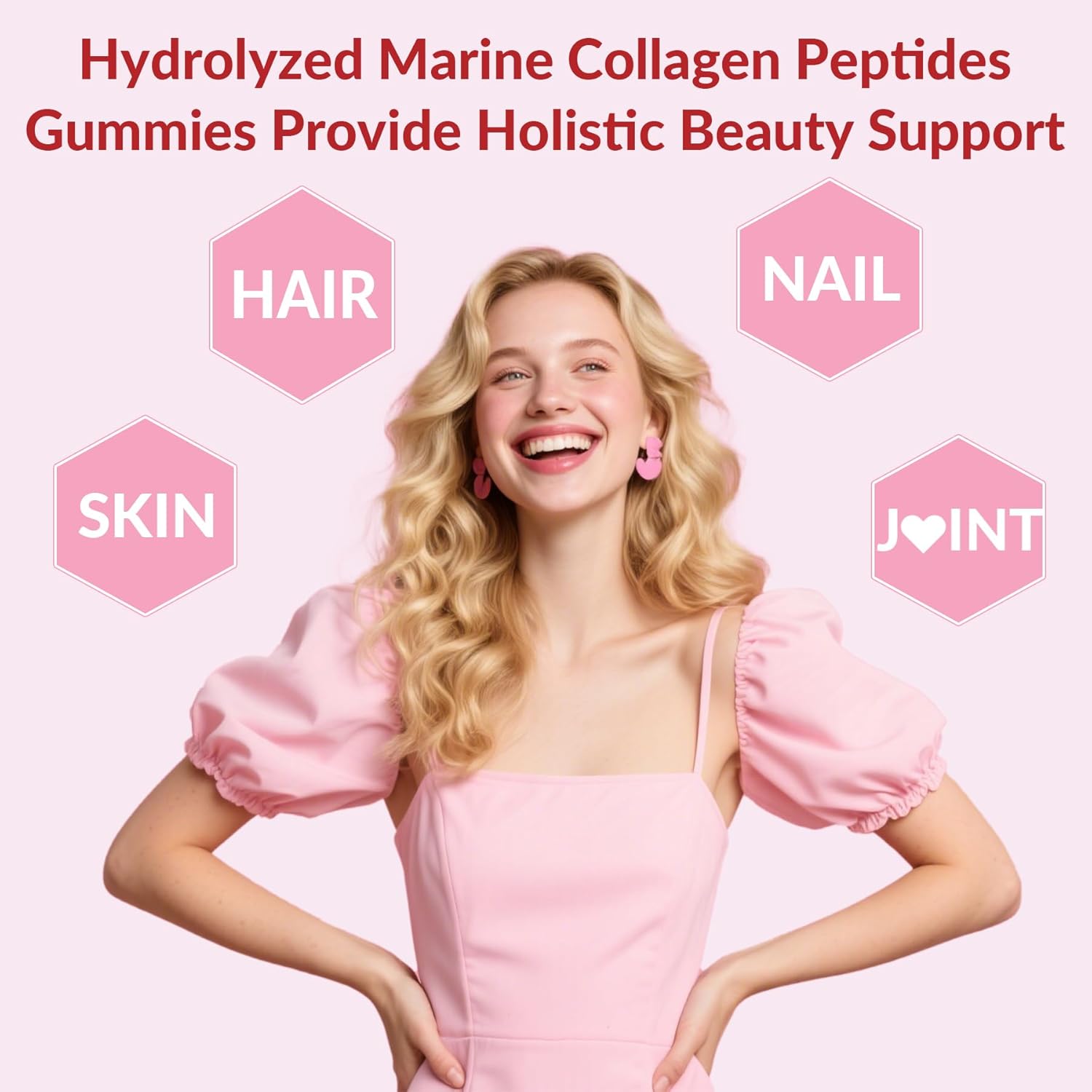 Marine Collagen Gummies for Women- Hydrolyzed Collagen Peptides 1000mg with Biotin,Vitamin C, E, Hyaluronic Acid- Collagen Supplement for Healthy Skin Hair Nails- Sugar Free, 90 Counts - Image 3