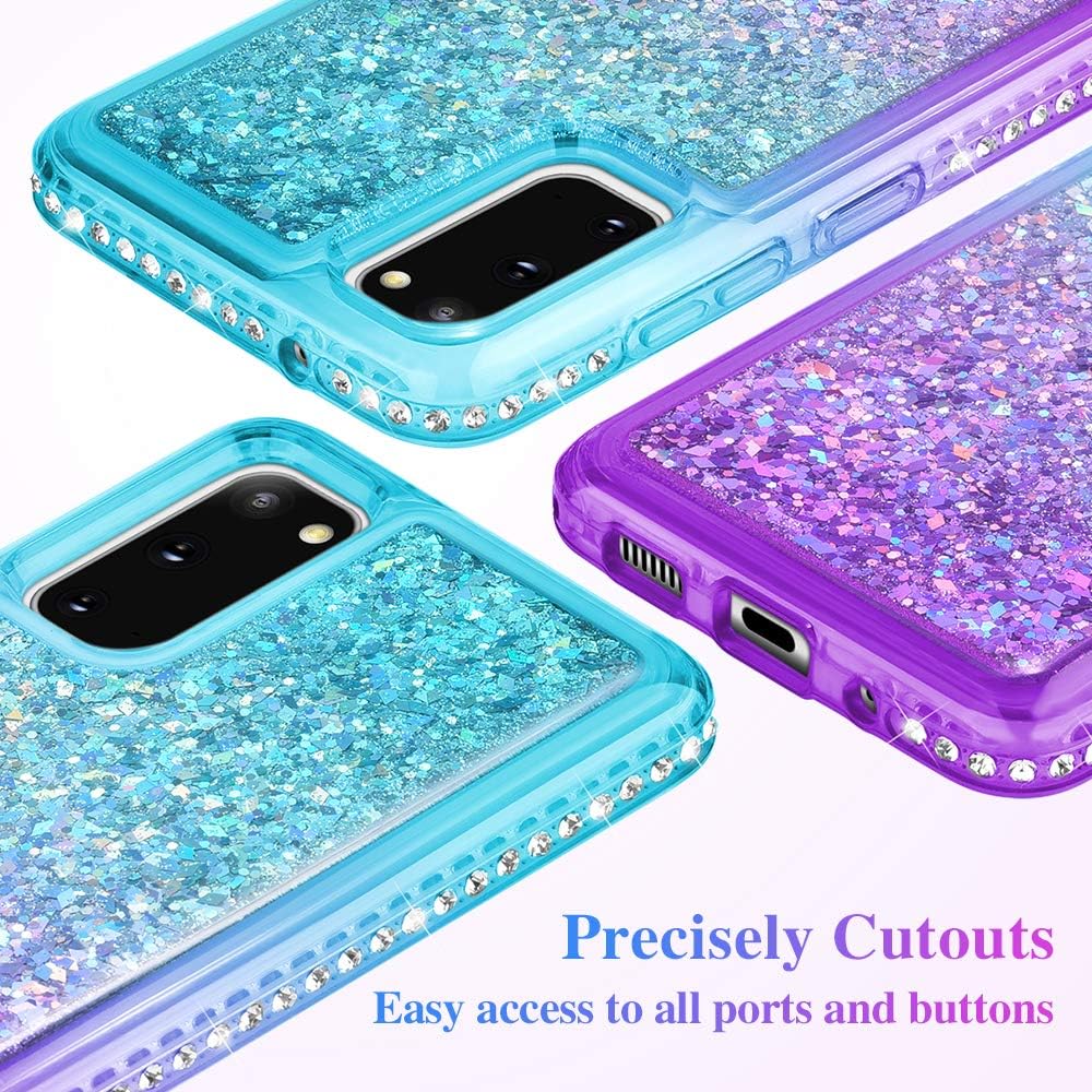 Ruky Samsung Galaxy S20 Case, [Not Fit Galaxy S20 FE] Glitter Liquid Bling Quicksand Series Soft TPU Shockproof Protective Women Girls Cover Phone Case for Samsung Galaxy S20 5G 6.2" (Aqua)