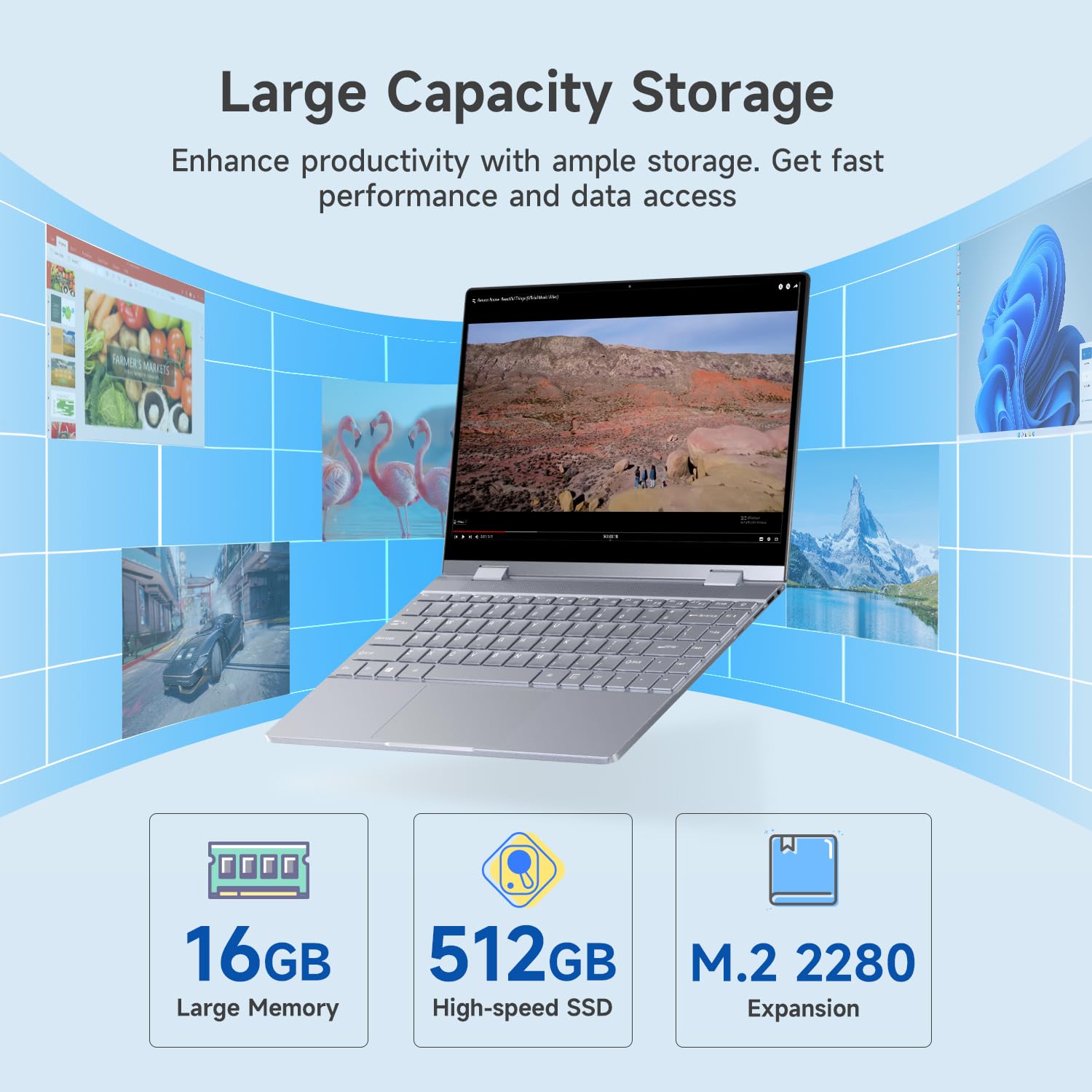 BMAX 2 in 1 Notebook 13,3 Pollici PC Touch Screen N100 CPU 16GB RAM 512GB SSD Convertibile 360° Computer Portatile, Tastiera Retroilluminata 1920x1080 IPS BT4.2 Type Cx2 Film per Tastiera Italiana