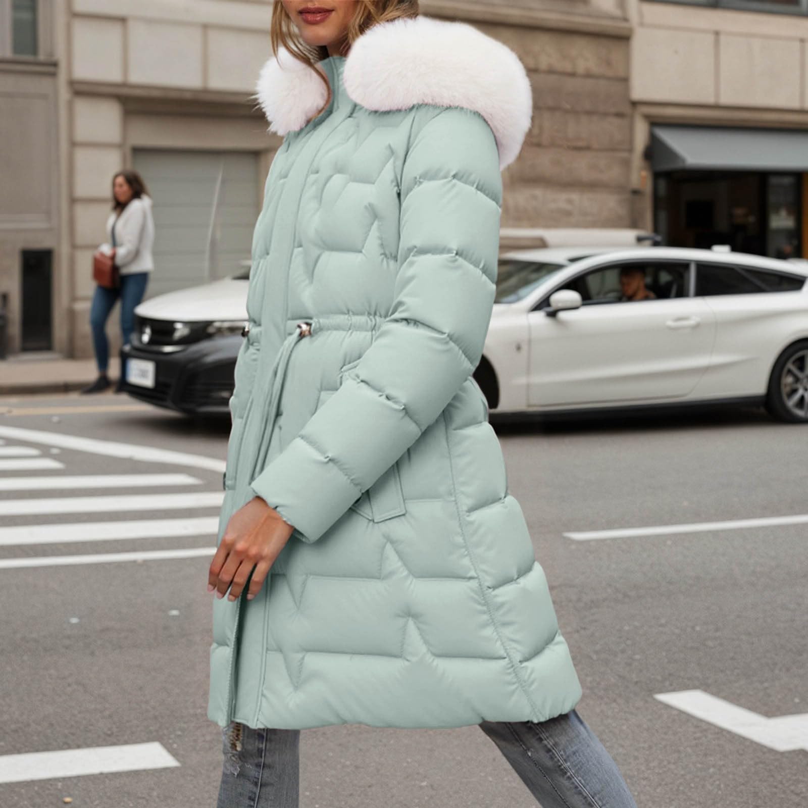Genérico Chaquetas de invierno para mujer,Entretiempo Manga Larga Ligera Moda Plumiferos cálido ropa exterior básica monocolor en aspecto oversize moderna días fríos