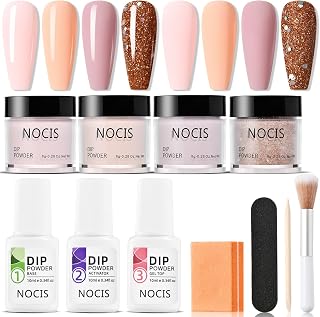 Dip Powder Nail Art Set Quick Dry No UV / LED Bulb Needed for Home DIY Salon - 4 Colors Starter Kit for Beginners and Pro (WMFTZ1-03)