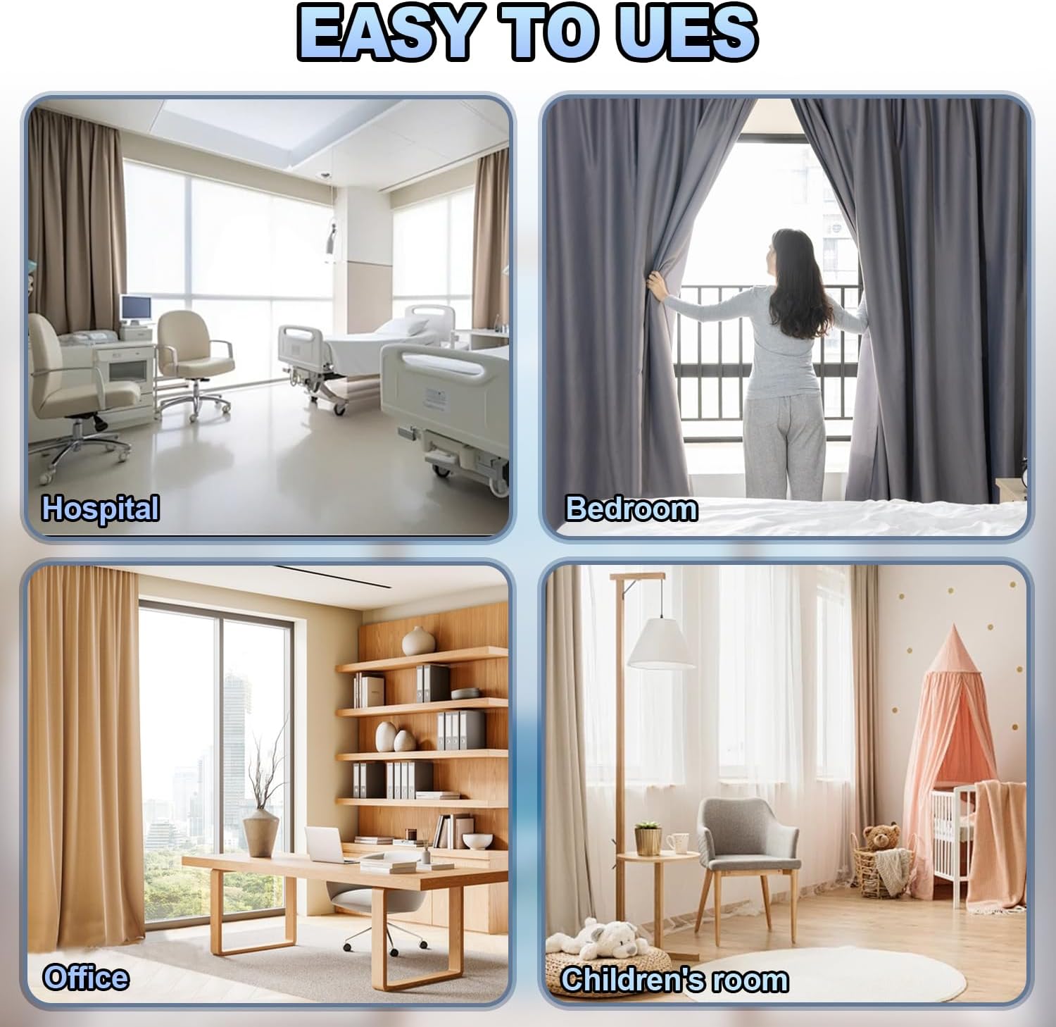 Heavy Duty Double Row Curtain Track - Silent Aluminum Alloy Ceiling Drape Set for Living Room, Bedroom, Hospital - Easy Install - Champagne Color, 2.9m (9.5ft)