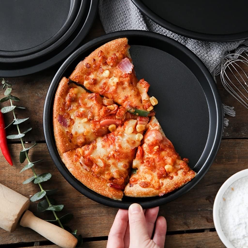 Baking Dish Black Crisper Pan Pizza Pizza Tray Pizza Baking Tray Bakeware Pan Pizza for Home Kitchen Restaurant Grill Casserole Dish (Size : 8inch) ()