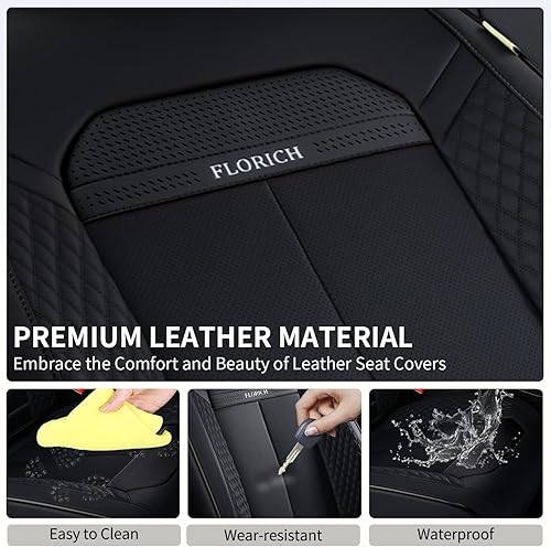 Miniatura 7 de FLORICH Juego completo de fundas de asiento de automóvil, fundas de asiento de automóvil, fundas negras para asiento de automóvil, protectores de