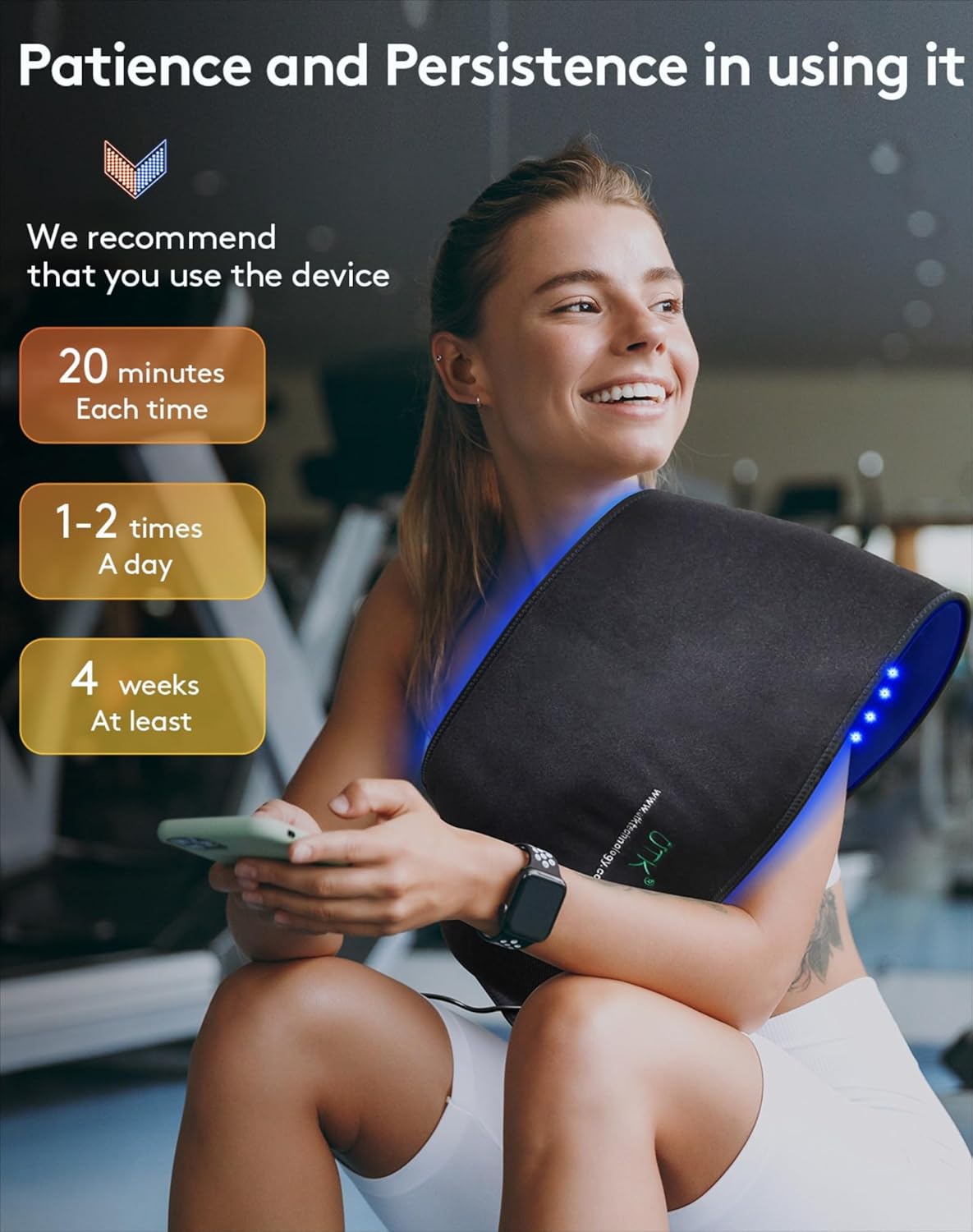 UTK Blue & Red Light Therapy Mat for Body, 23" x 11" Large Infrared Light Therapy Pad, 210 LEDs 470nm & 660nm & 850nm Wavelengths for Waist Back Shoulder Knee Joint Pain Relief, Gift for Women Men - Image 7