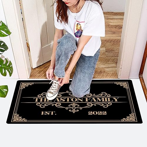 Miniatura 2 de Tapete de bienvenida personalizado para entrada del hogar tapete de puerta de bienvenida personalizado con nombre de la familia tapete de porche