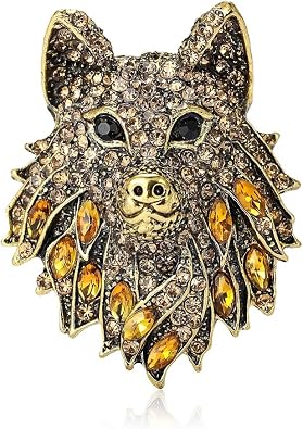 Wolf Head Brooch Pins for Women, Gold Wolf Brooch Pin, Cute Wolf Animal Brooch Lapel Pin, Bohemian Golden Wolf Head Brooches Pins for Women Hat Bag Suit Dress Accessories Jewelry