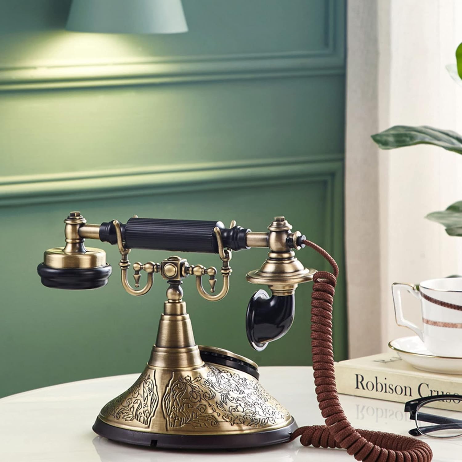 Antique Phones Fixed Phone Wired Vintage Classic Dial Rotary Home Phone Old Fashion Business Phones Home Office Decor