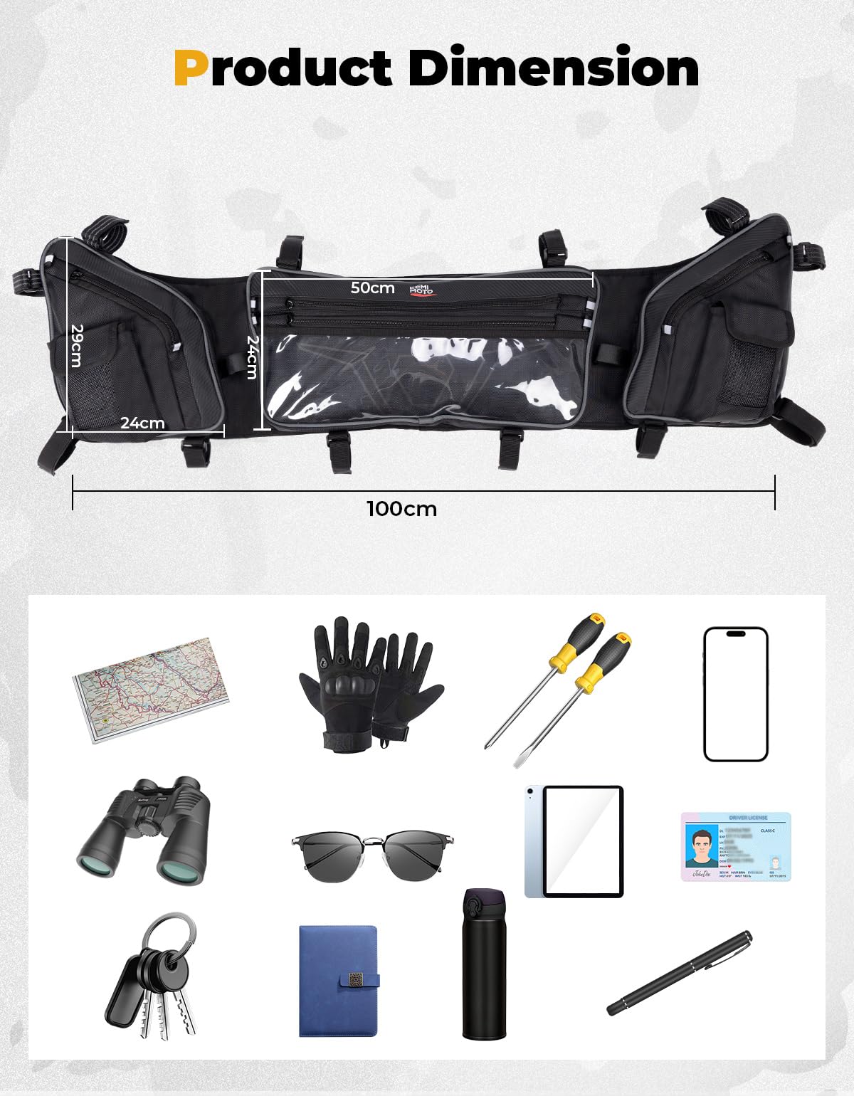 KEMIMOTO Bolsa de techo UTV compatible con RZR XP 1000 2024, gran capacidad 1680D, impermeable, evita la flacidez, bolsa de almacenamiento superior compatible con Polaris RZR XP 1000/RZR XP 4 1000