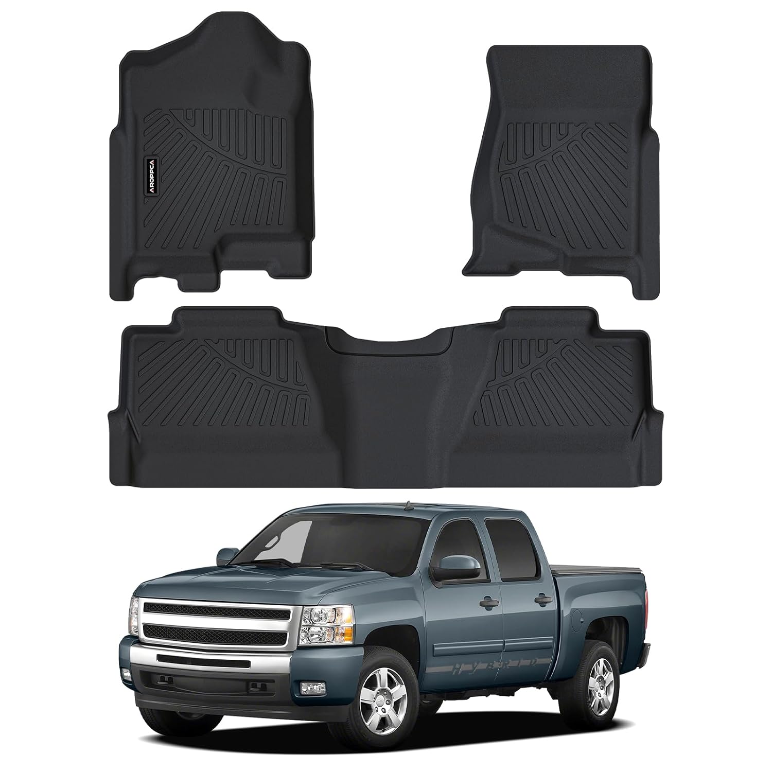 All Weather Car Floor Mats for 2007-2013 Chevy Silverado GMC Sierra 1500 Crew Cab 2007-2014 Silverado Sierra 2500