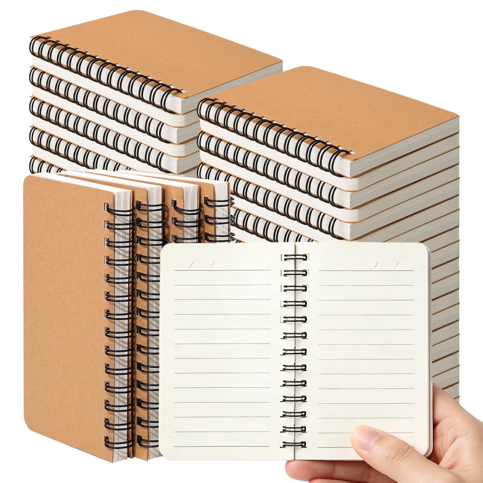miikoul Quaderno a spirale formato A6, 7,6 x 12,7 cm, 60 fogli/120 pagine, copertina rigida a righe, per ufficio e rientro a scuola (120)