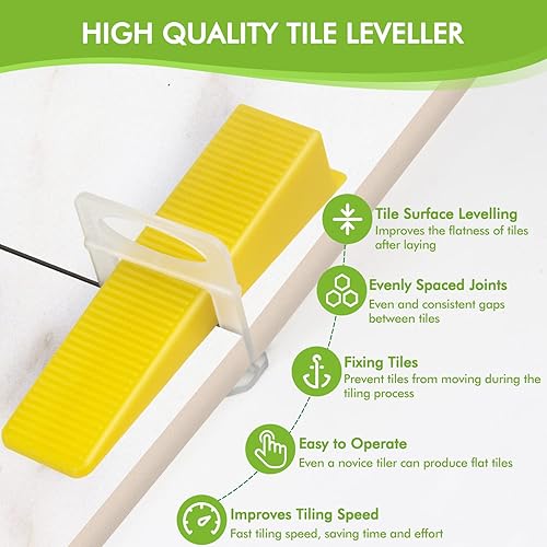 Miniatura 2 de Sistema de nivelación de azulejos de 1/8 pulgadas, 600 clips espaciadores niveladores de azulejos+200 cuñas reutilizables+1 alicates de azulejos