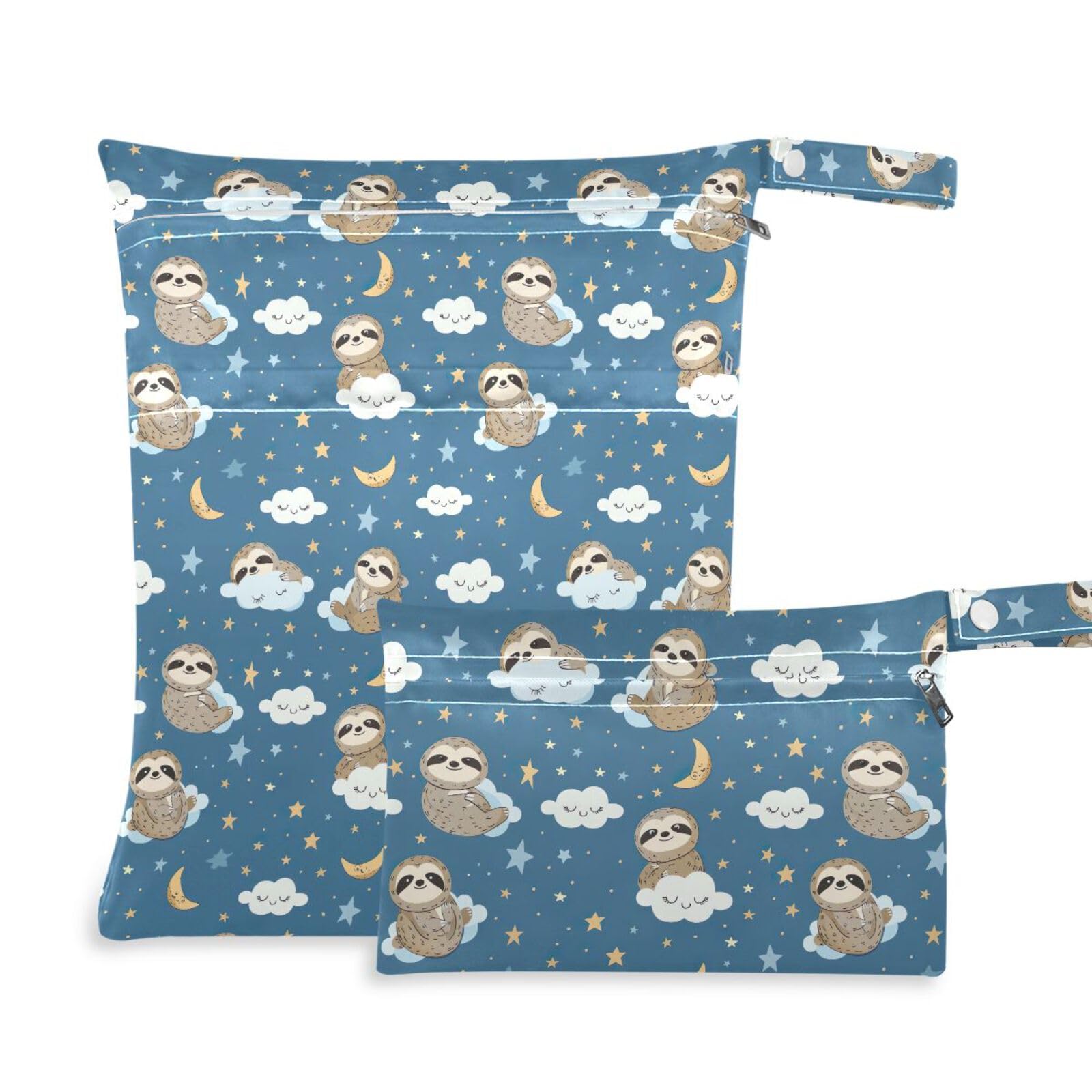 Coikll Wet Dry Bags for Cloth Diaper 2 Pack Waterproof Yoga Gym Bag for Swimsuit Wet Clothes Baby Items-?Otters and Stars?