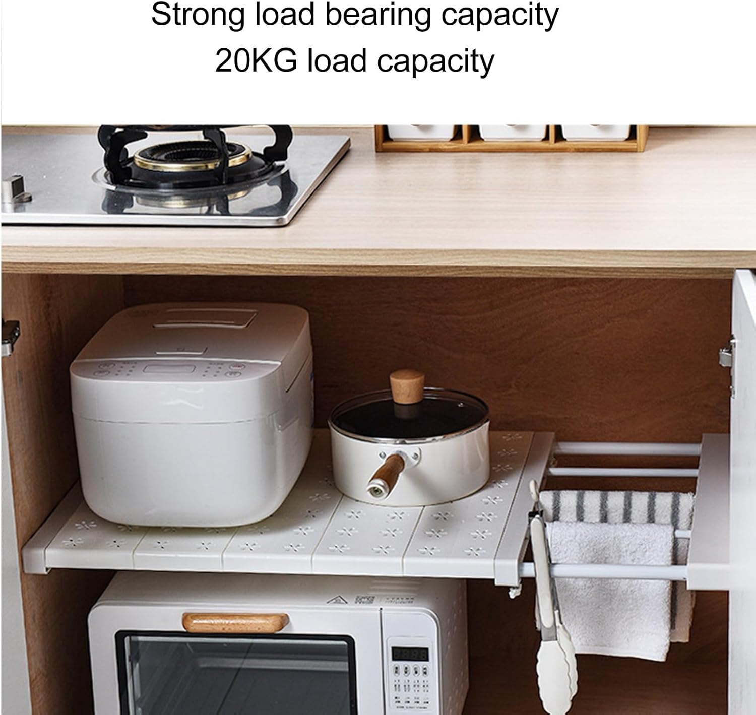 Expandable Closet Shelves, Adjustable Length Space Saving Retractable Divider Shelf Storage Rack, Kitchen Cupboard Organizer Free Standing Spice Rack for Closet Cabinet(71‑92cm/28.0‑36.2in Length)