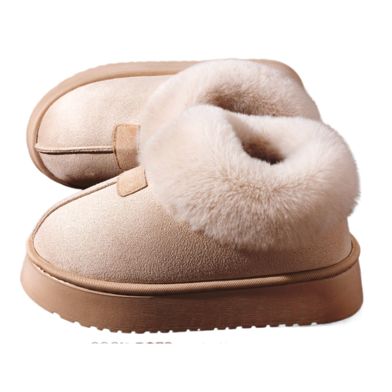 Womens Plush Snow Boots 3cm Platform Indoor Outdoor House Shoes with Faux Fur Lining Anti-Slip Sole for Winter