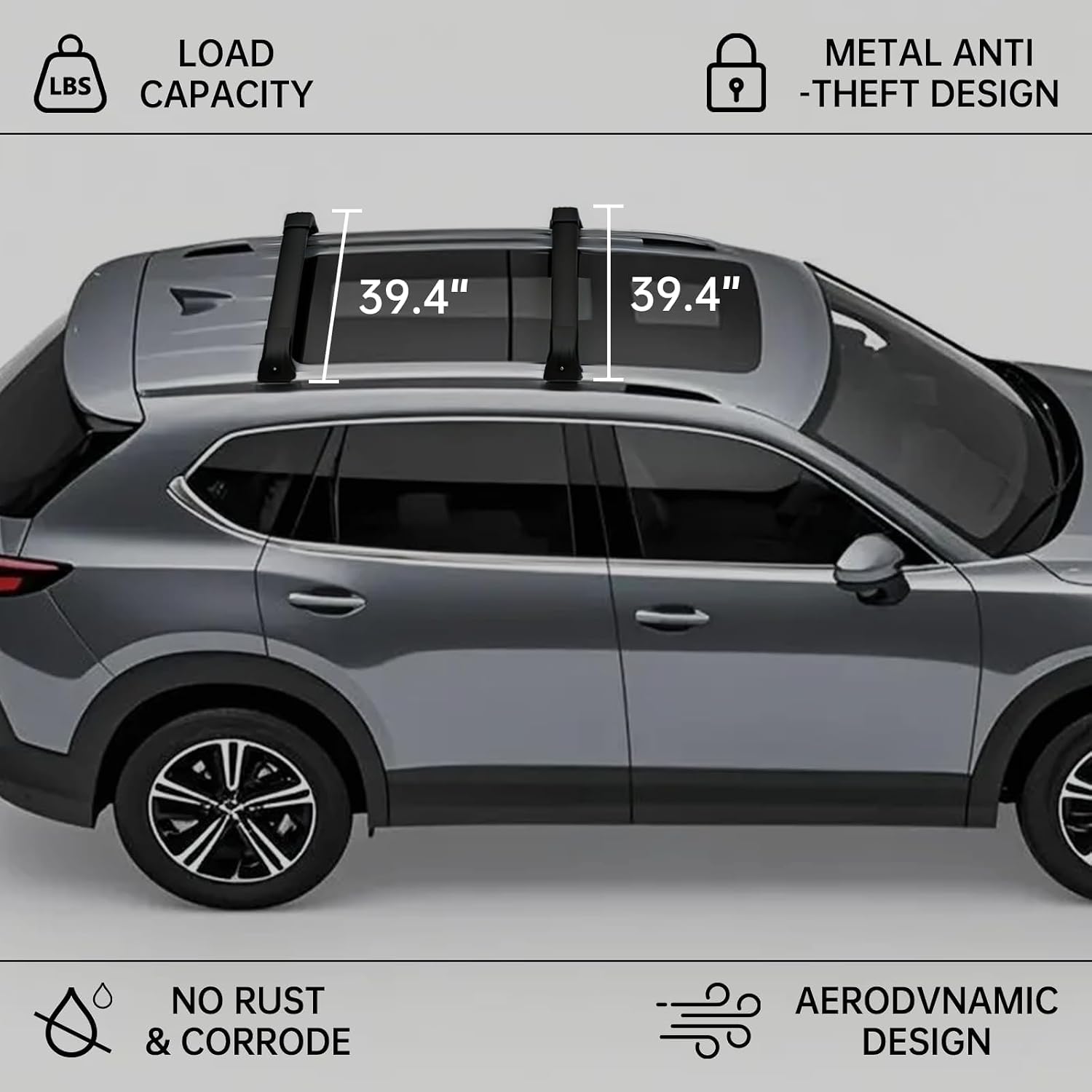 Lockable Roof Rack Cross Bars Compatible with Mazda CX-50 & CX50 Hybrid 2023-2026 (with Flush Side Rails), Heavy Duty Aluminum Crossbars, Anti-Theft Roof Bars for Rooftop Cargo Luggage Bike