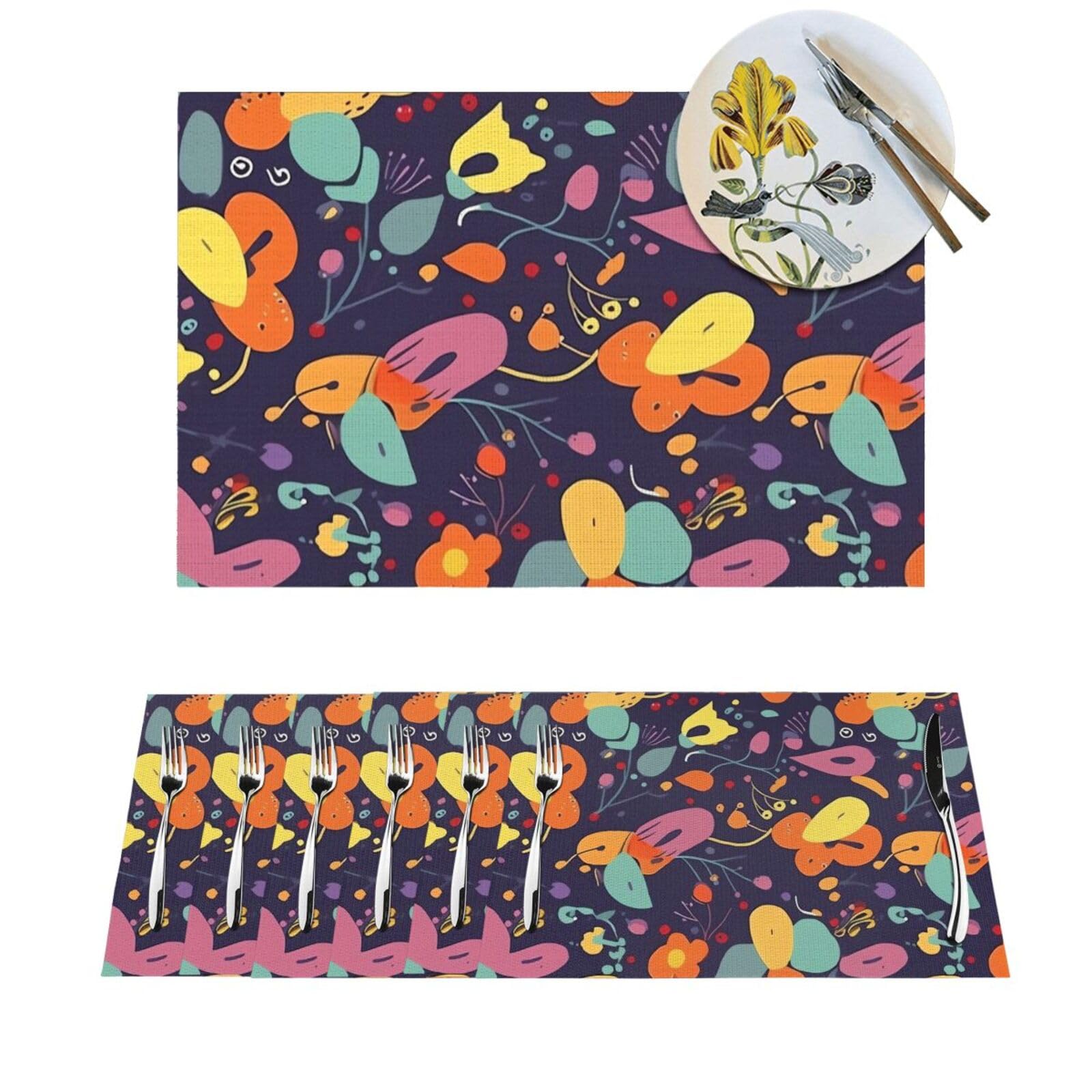 Sets de table en PVC lavables 30x45 cm - Lot de 4 sets de table colorés antidérapants pour salle