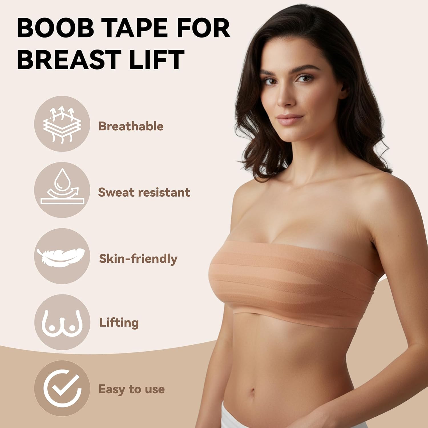 3 Pcs Boob Tape for Breast Lift - BoobTape with 10 Pcs Pastie,Body Tape for Women Invisible Breast Bra Tape - Image 3
