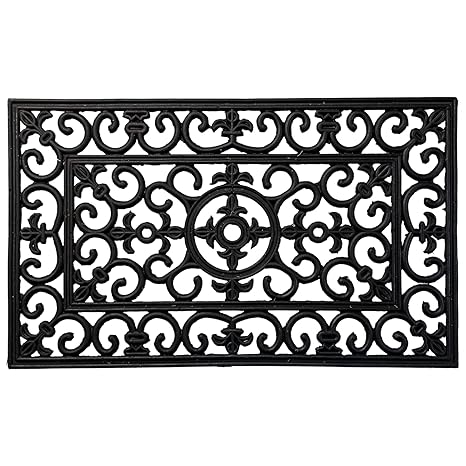 Rosetta Home - Iron Cast Rubber Mats for Home Entrances, Kitchen, Hallways, Home Decor, Indoor and Outdoor uses (Single Door Iron Cast- 60 x 40 cm, Black)