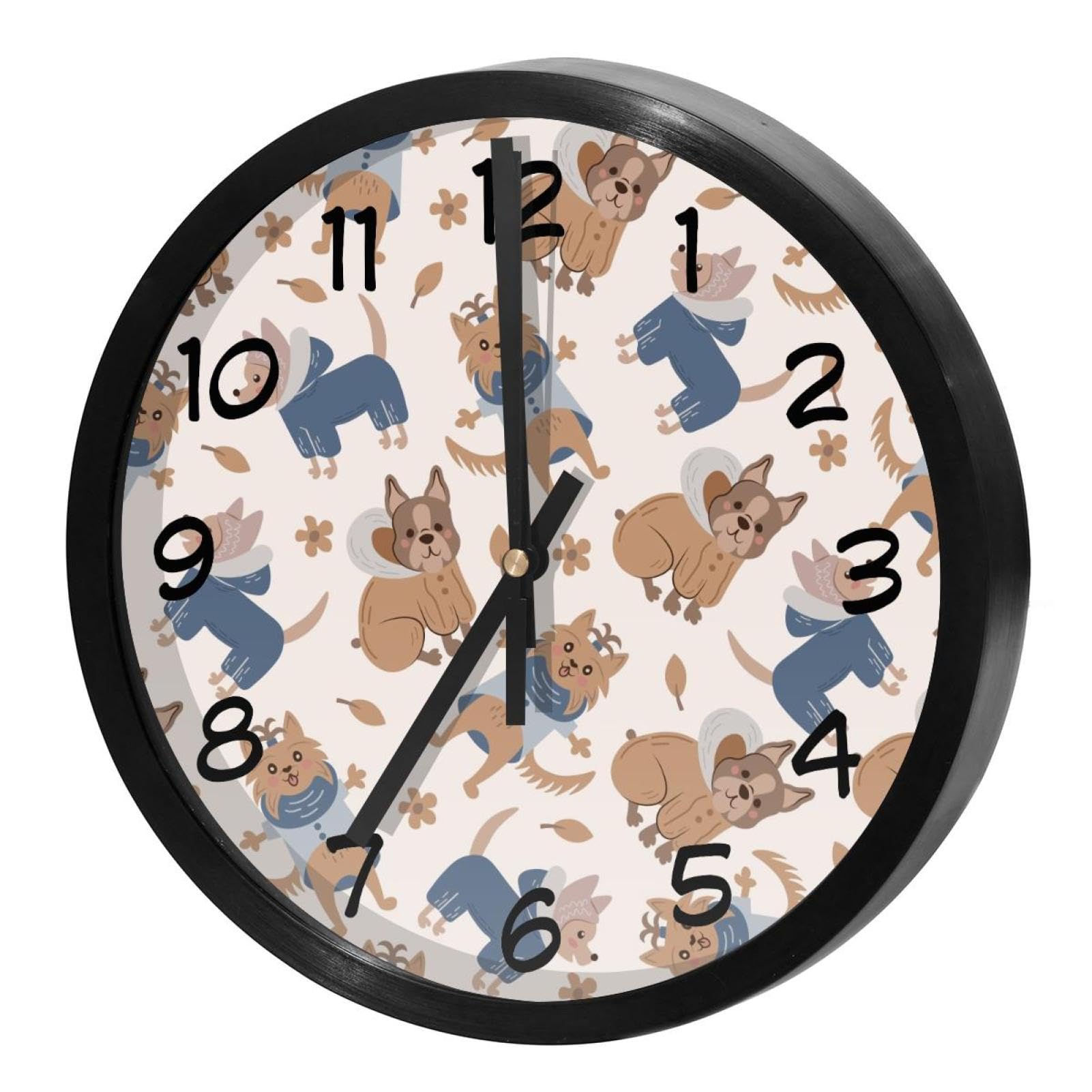 Horloge murale silencieuse à quartz motif chien mignon pour décoration de maison