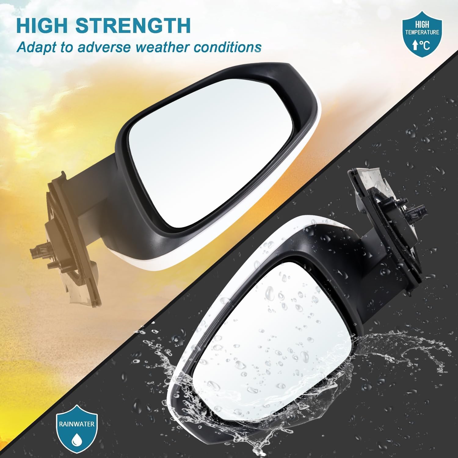 Left Driver Side Mirror Fits 2013-2015 Toyota RAV4 with Power Heated Turn Signal and Manual Folding Without Blind Spot Match White Replace 87940-42B50 (7Pins)