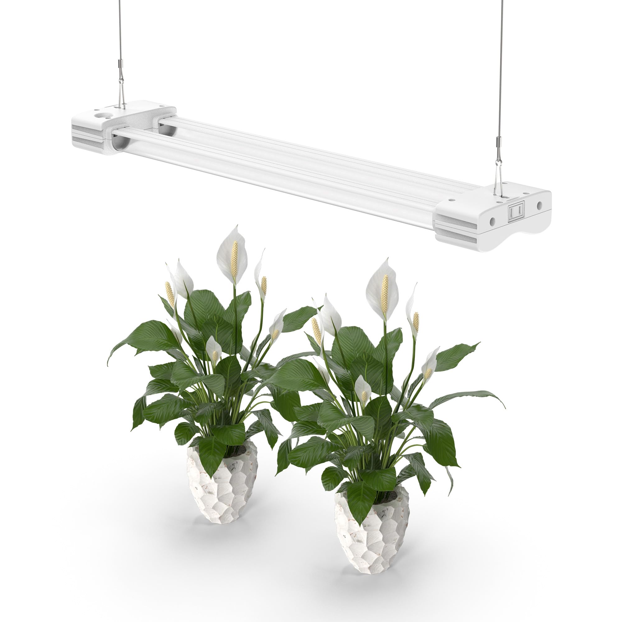 LED Grow Light Full Spectrum Modular Linkable 5000K Daylight + 660nm Red Indoor Plant Lighting Fixture (2 FT, White) (1 Pack)