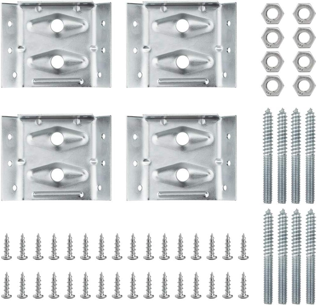 PowerTec 71428 Surface Mount Corner Brackets with Mounting Hardware, Corner Braces for Table Aprons and Table Legs, Set of 4