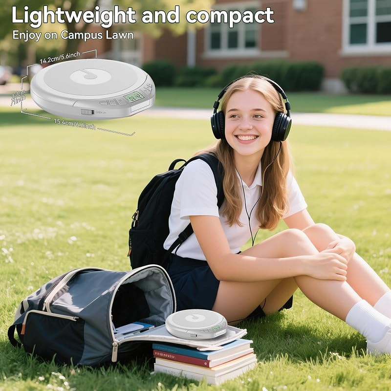 Player CD portabil KOVCDVI cu ecran LCD, suport CD R CD RW MP3, ieșire pentru căști, moduri de sunet BBS POP Rock Jazz CLAS, argintiu