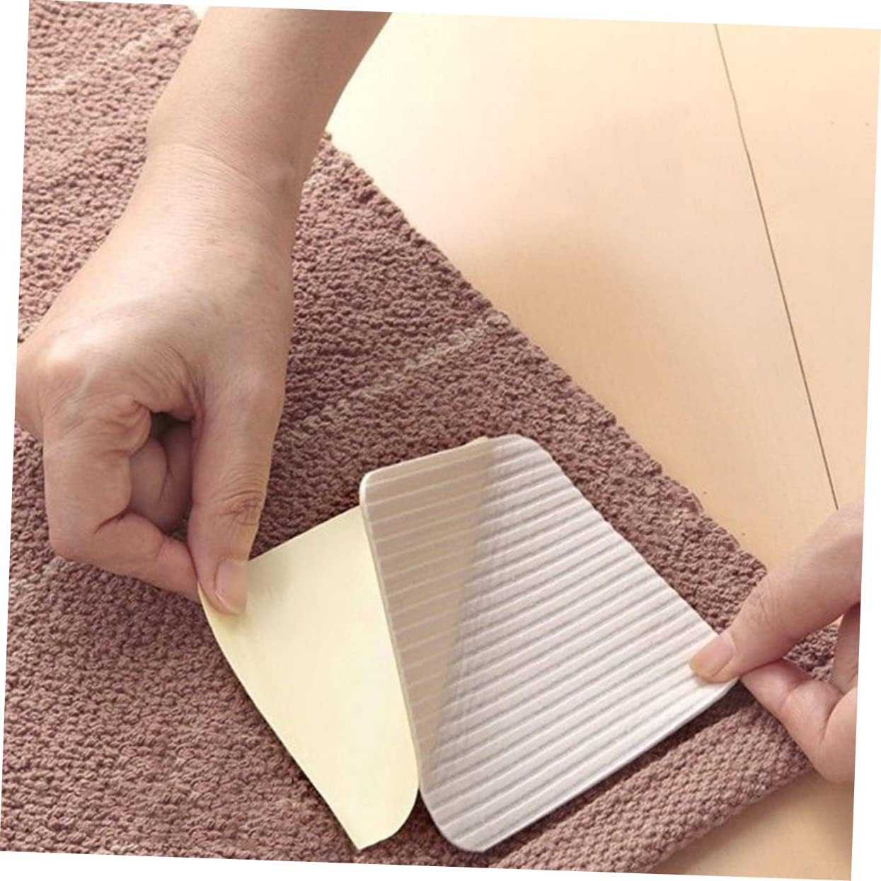 SOLUSTRE 16pcs Non- Rug Pad Gripper for Hardwood Floors and Tiles Adhesive Carpet Stickers Thin Design for Home Office Kitchen Use Easy Installation