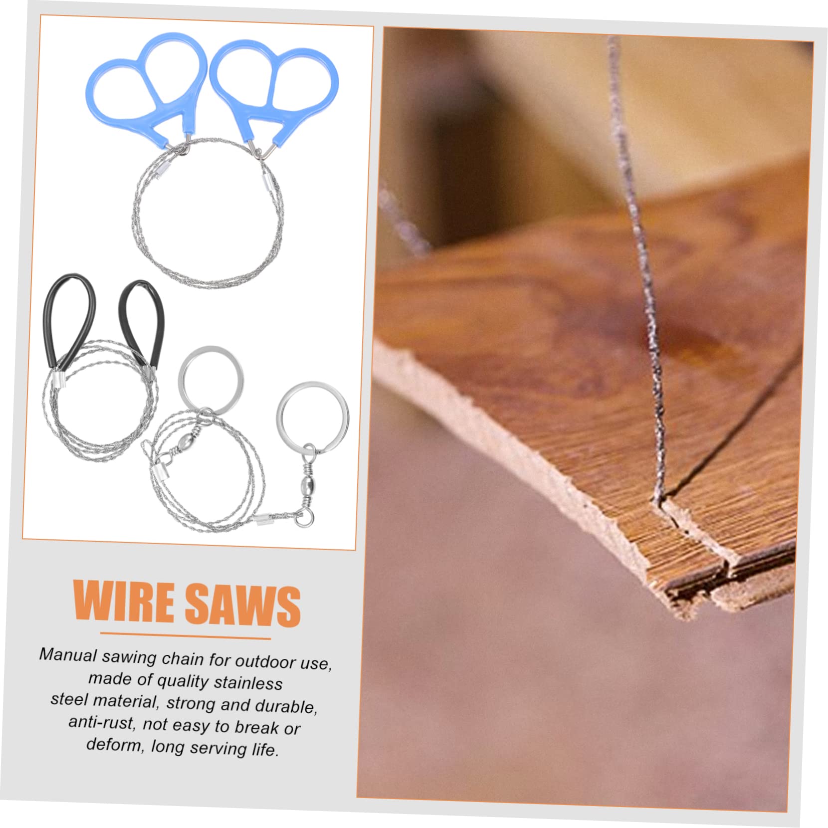 SUPVOX 3sets Essential Camping Supplies Wire Saws for Cutting Trees Plastic Stainless Steel Fretsaws 3pcs*3