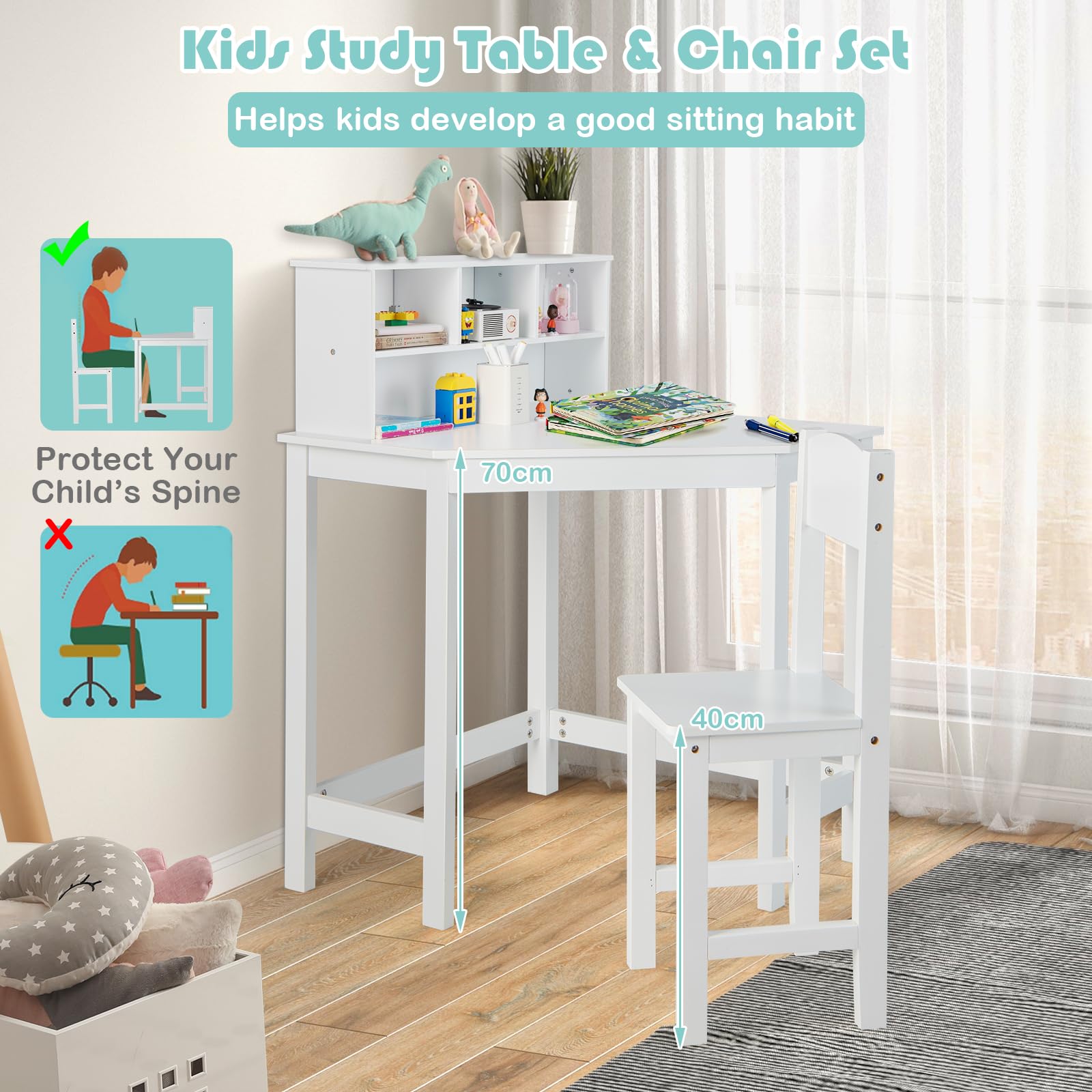 Costway Kids Desk And Chair Set L Shaped Corner Desks Desertcart